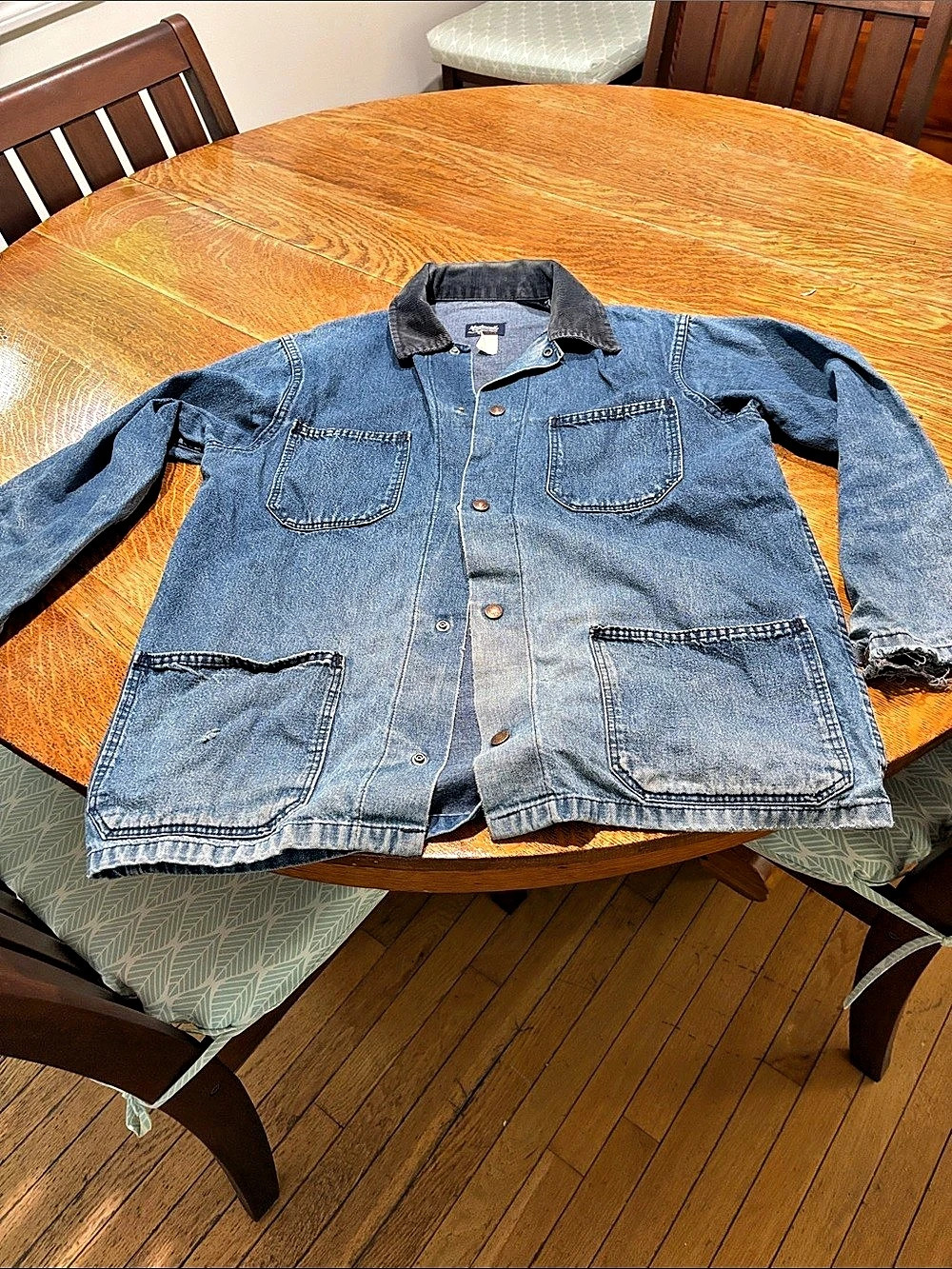 Rare 1960 -70 blue tag Madewell Vintage Denim Chore Coat with Corduroy Collar Bl